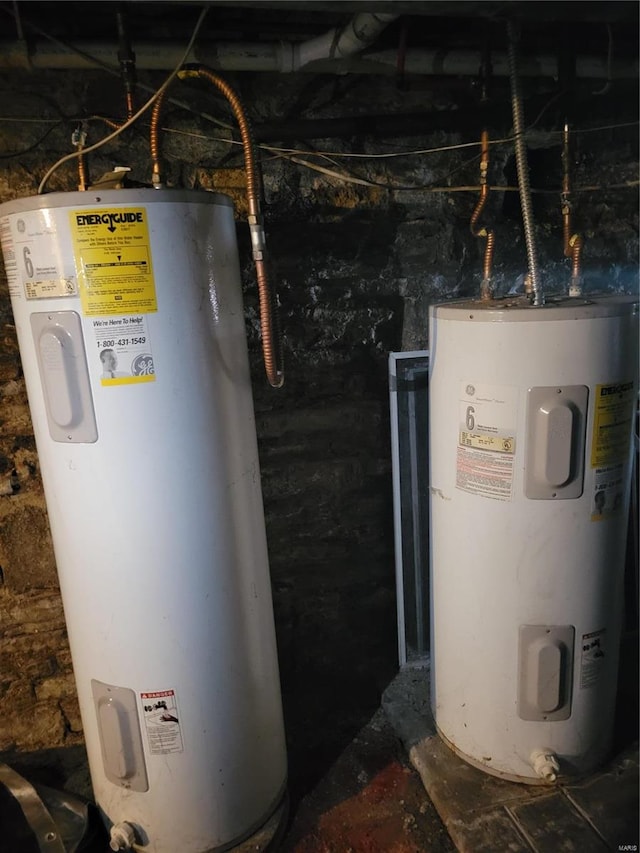 utility room with electric water heater