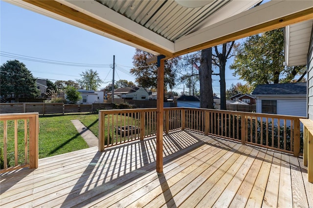 deck with a lawn