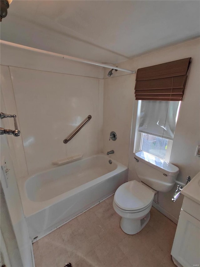 full bathroom with vanity, toilet, and shower / bathing tub combination