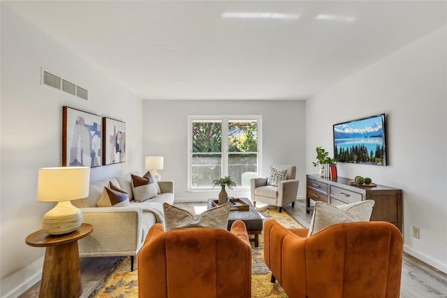 living room featuring light hardwood / wood-style flooring