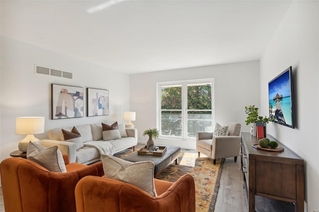 living room featuring light hardwood / wood-style floors