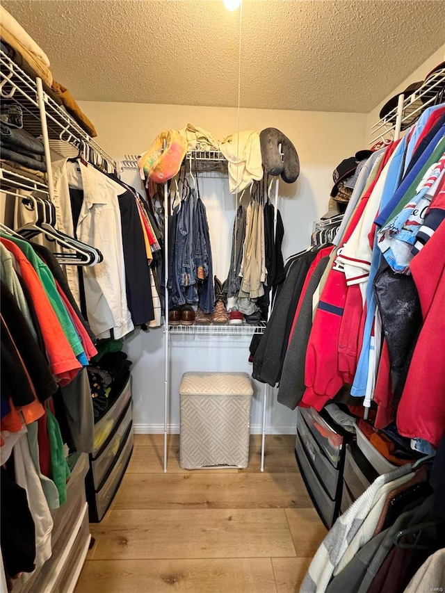 spacious closet featuring light wood-type flooring