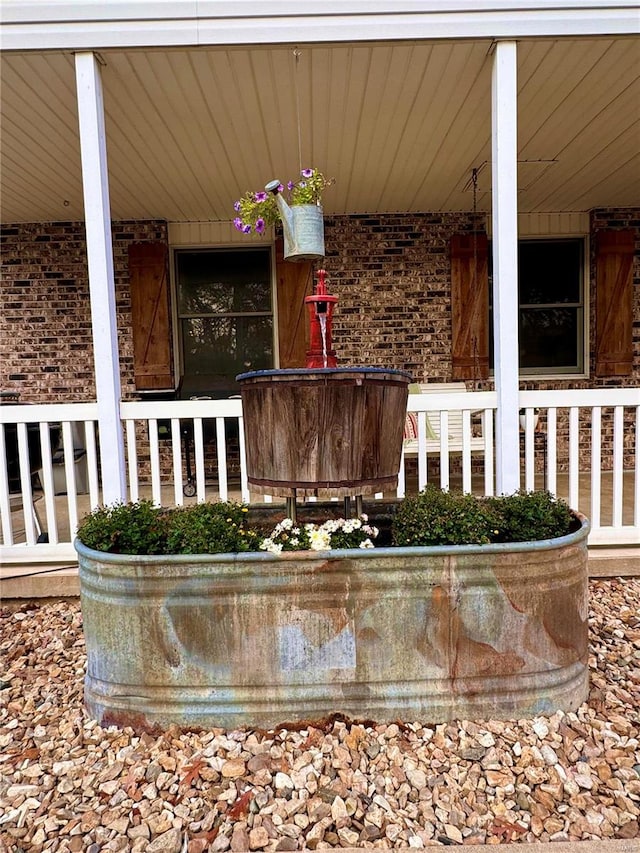 exterior details with wood ceiling