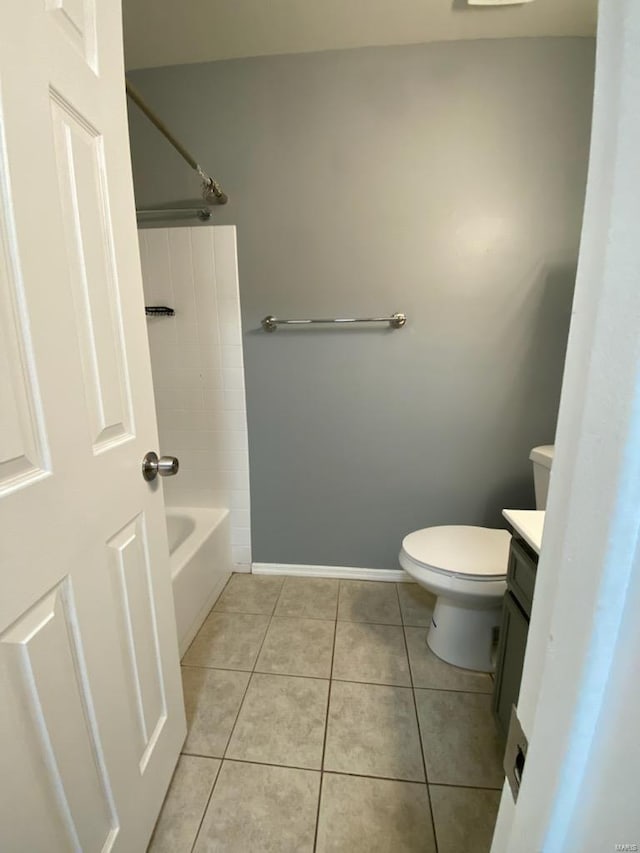 full bathroom featuring tile patterned flooring, vanity, toilet, and tub / shower combination