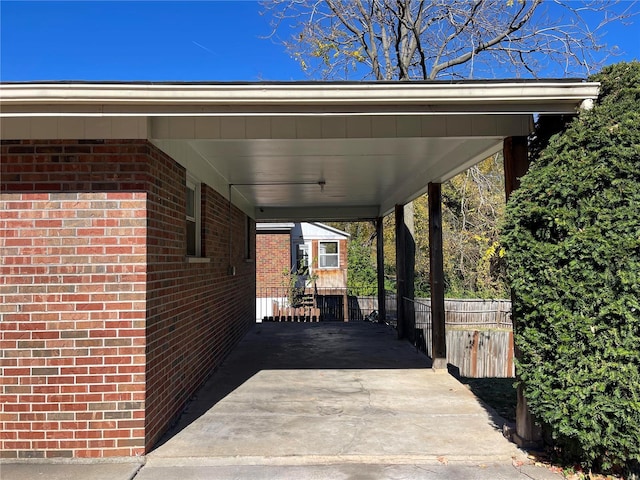 exterior space featuring a carport