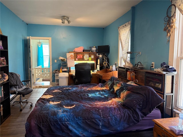 bedroom with wood-type flooring