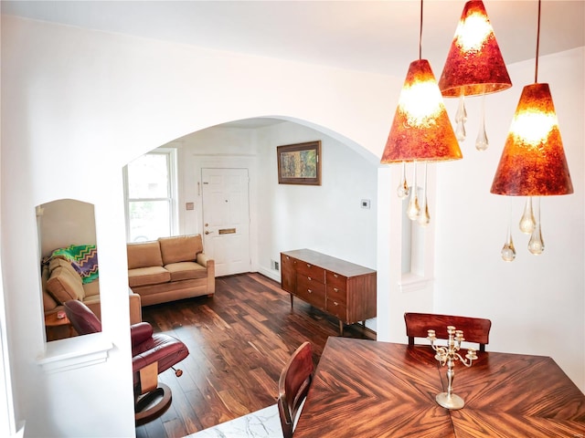 living room featuring dark hardwood / wood-style floors