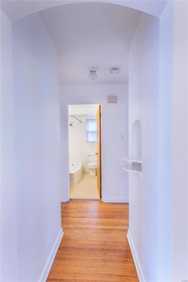 hall featuring light hardwood / wood-style flooring