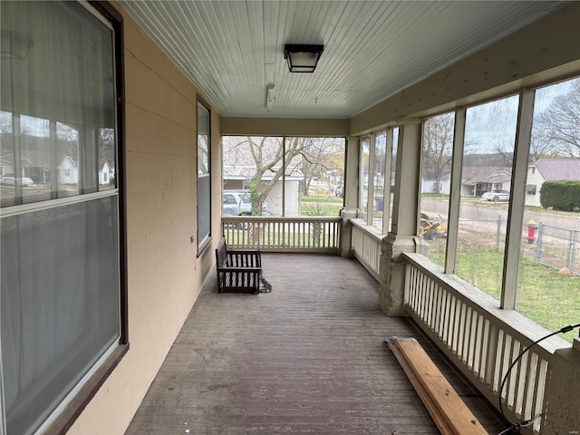 view of unfurnished sunroom