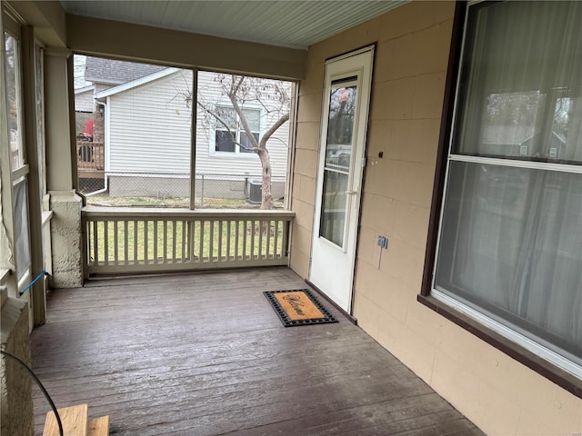 view of unfurnished sunroom