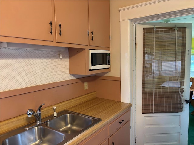 kitchen featuring stainless steel microwave and sink