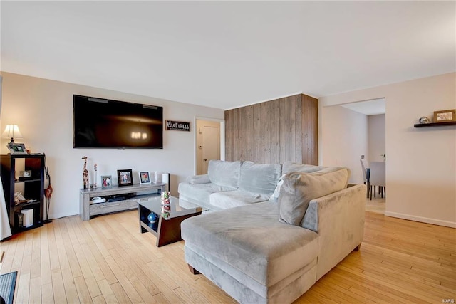 living room with light hardwood / wood-style flooring