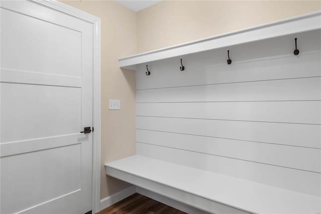 mudroom with dark hardwood / wood-style flooring