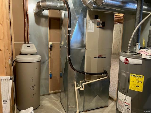 utilities with water heater and heating unit