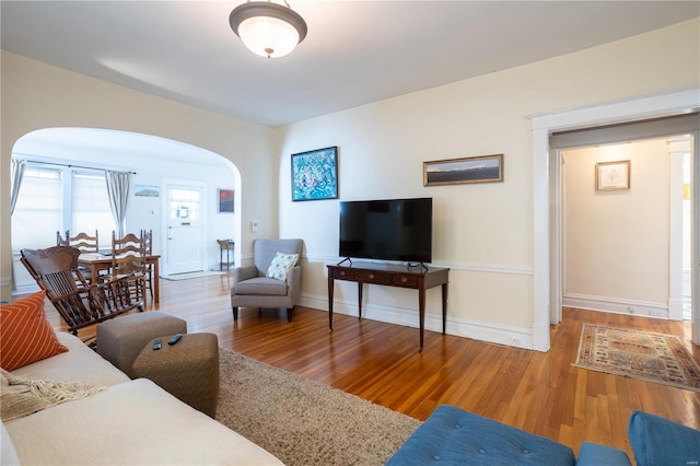 living room featuring hardwood / wood-style floors