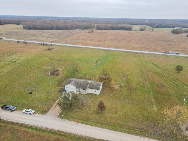 birds eye view of property featuring a rural view