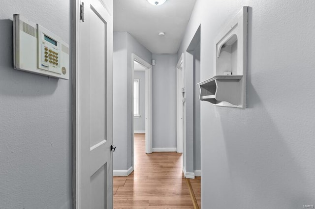 hall with light hardwood / wood-style floors