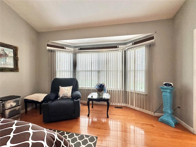 living area featuring hardwood / wood-style flooring