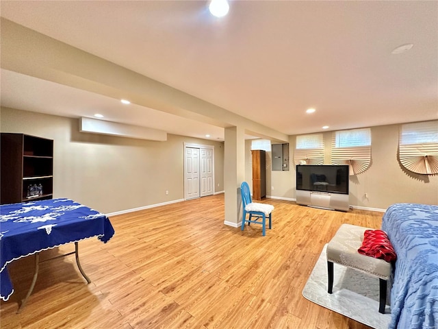 living room with light wood-type flooring