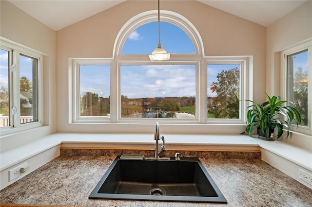 room details with decorative light fixtures and sink