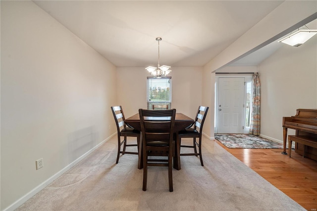 dining area with light wood-type flooring