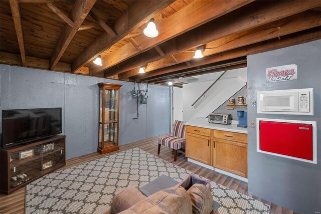 interior space with dark wood-type flooring