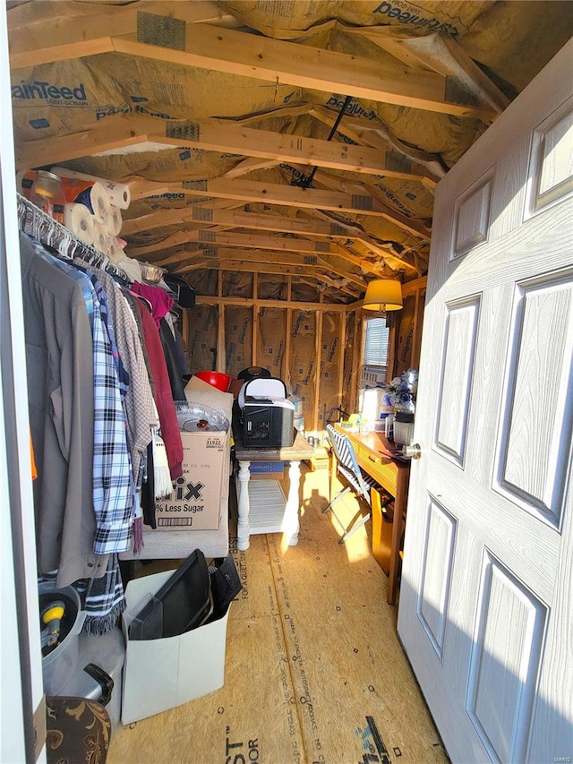 view of unfinished attic