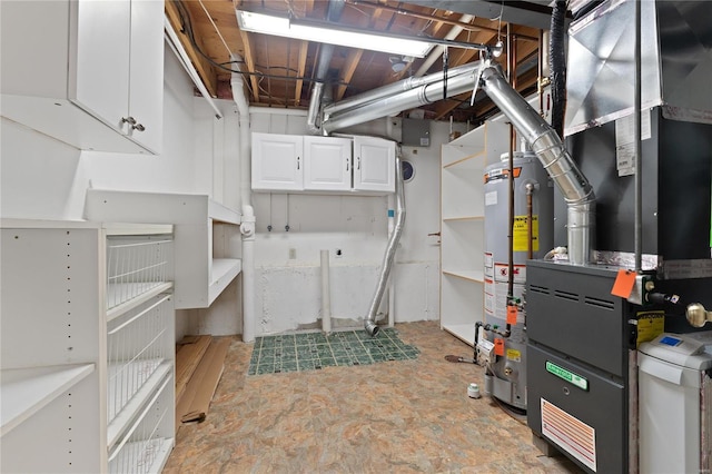 utilities with heating unit and gas water heater