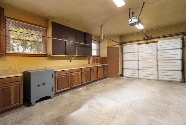 garage with a garage door opener