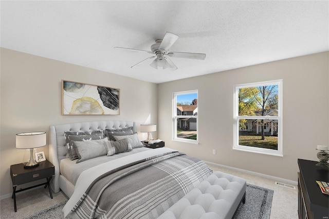 bedroom with carpet flooring and ceiling fan