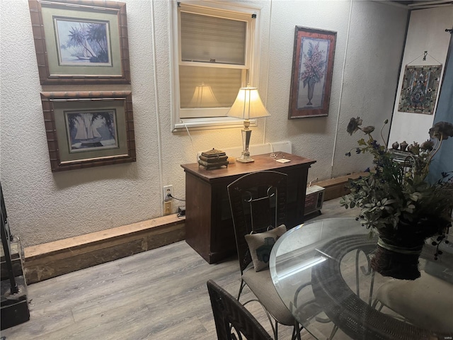 bathroom with hardwood / wood-style floors