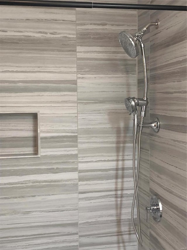 interior details with tiled shower