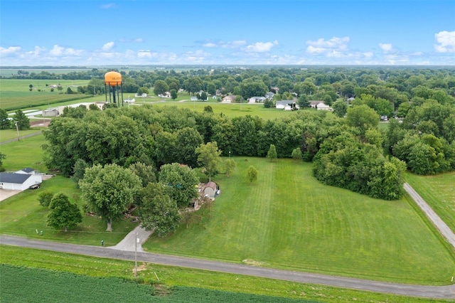 birds eye view of property featuring a rural view