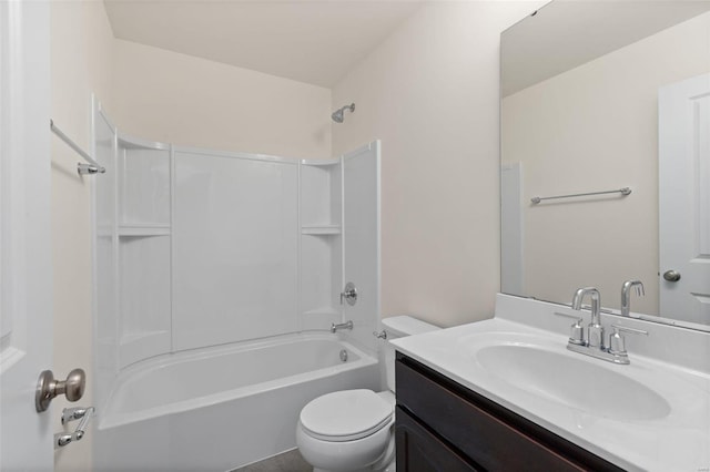 full bathroom featuring vanity, toilet, and tub / shower combination
