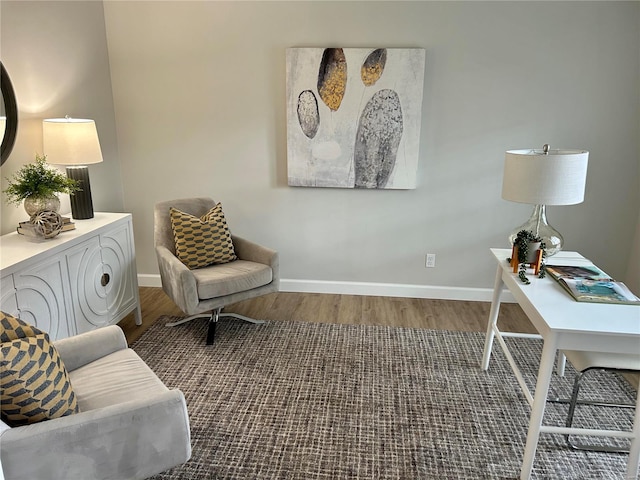 office area with hardwood / wood-style floors