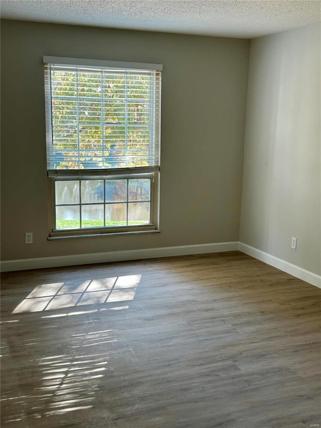 empty room featuring hardwood / wood-style flooring and a textured ceiling