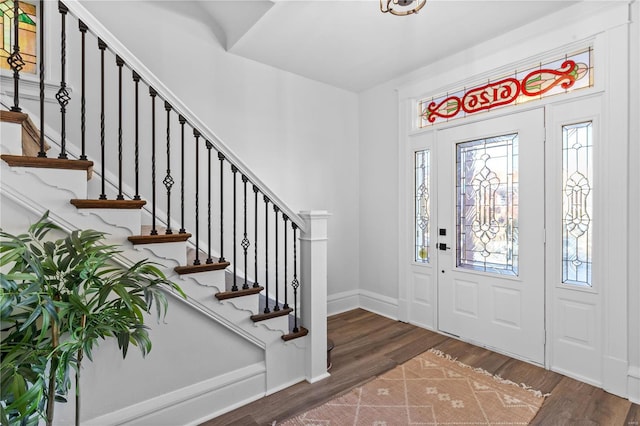 entrance foyer with dark wood-type flooring