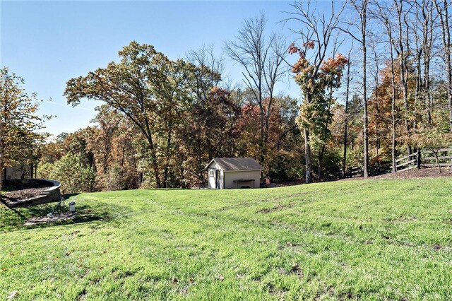 view of yard featuring an outbuilding