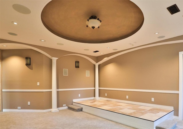 interior space featuring a tray ceiling