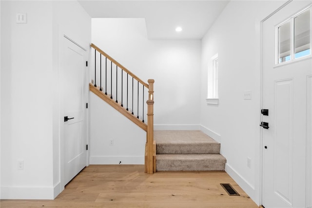 entrance foyer featuring light wood-type flooring