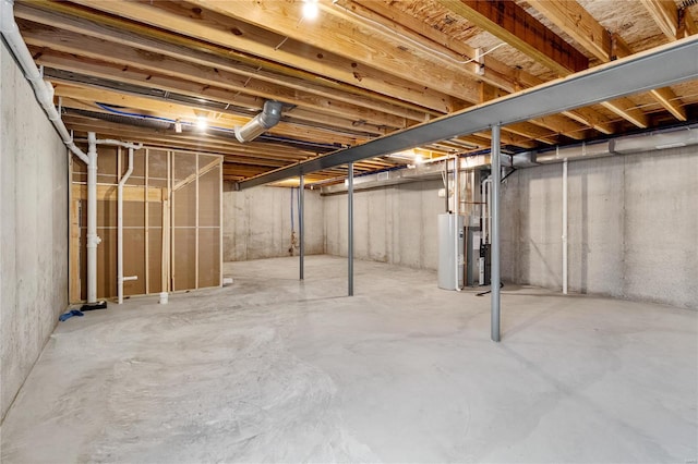 basement featuring water heater