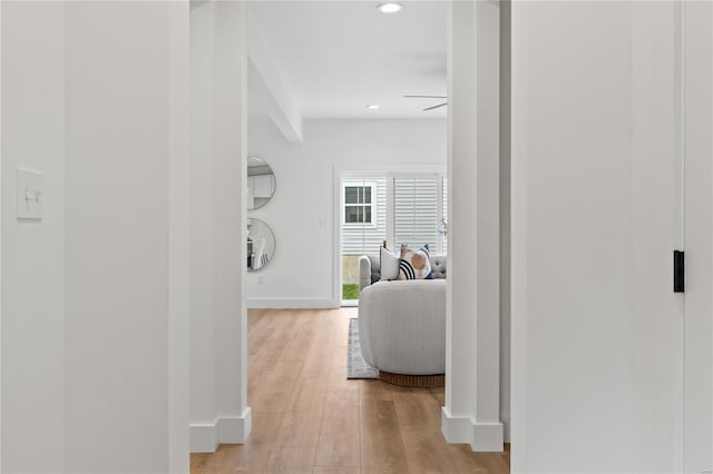 corridor featuring light wood-type flooring