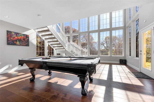 playroom featuring wood-type flooring and pool table