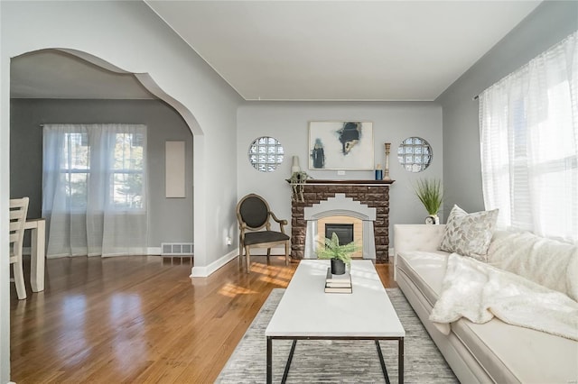 living room featuring wood-type flooring