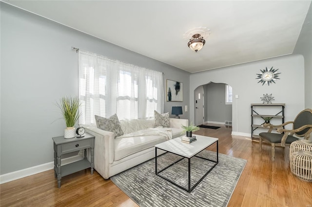 living room featuring hardwood / wood-style flooring