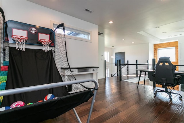 interior space featuring dark wood-type flooring and a wealth of natural light