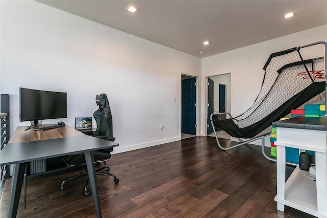 office area featuring hardwood / wood-style flooring