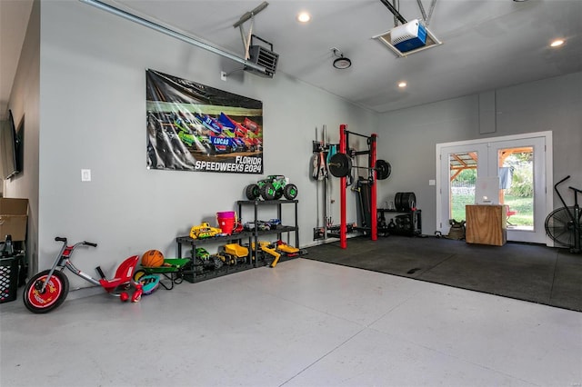 garage with a garage door opener