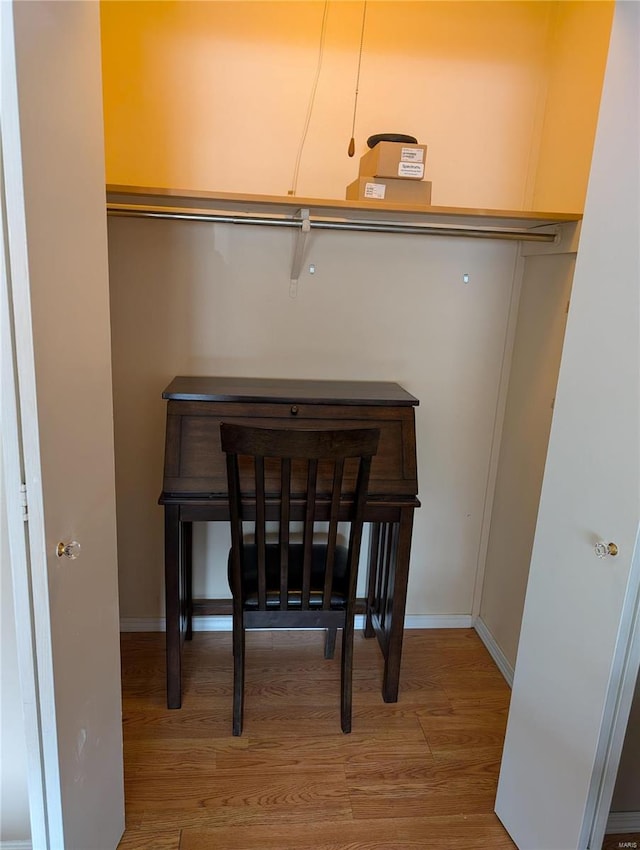 interior space with hardwood / wood-style floors