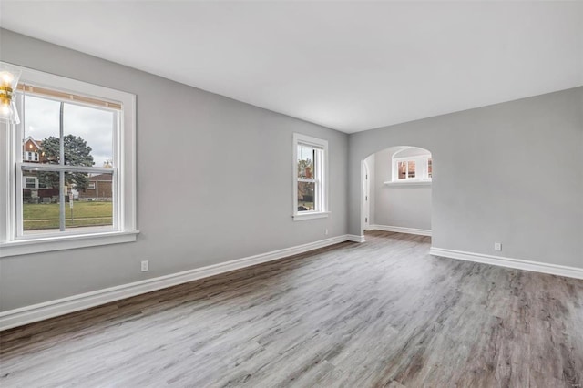 spare room with wood-type flooring